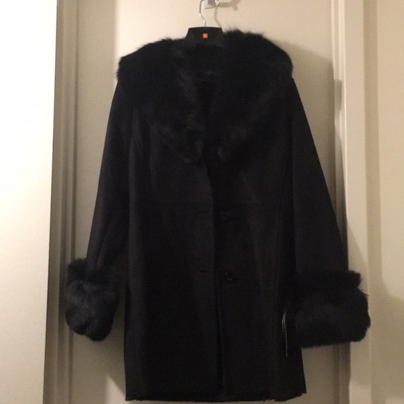 New Vintage Winter Coat w Real Fox Fur Trim & Cuffs. Small - Picture 6 of 6